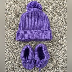 My Grandma’s Handmade purple hat and sock for 0-12 months baby